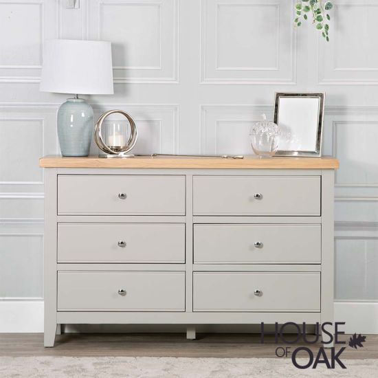 Roma Oak 6 Drawer Chest in Grey Painted