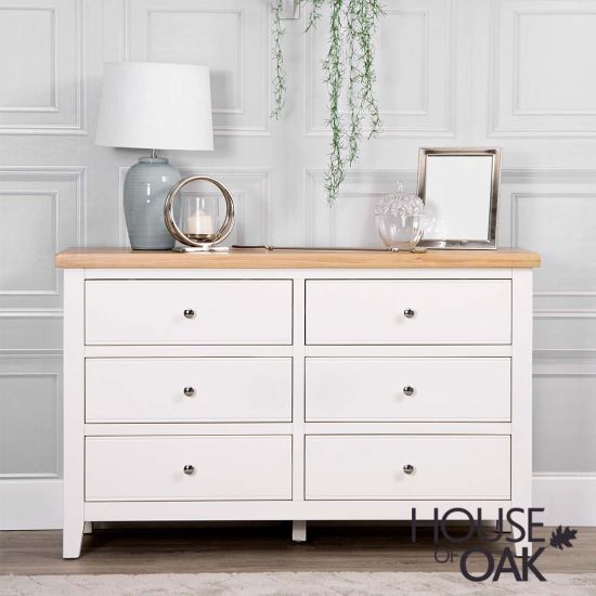 Roma Oak 6 Drawer Chest in White Painted