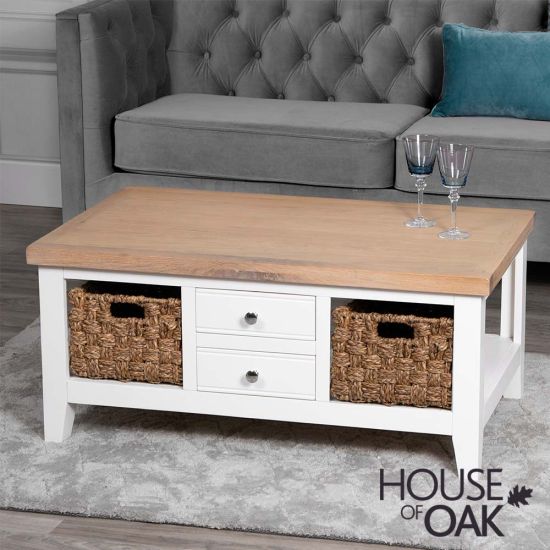 Roma Oak Coffee Table in White Painted