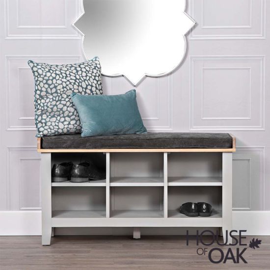 Roma Oak Hall Bench in Grey Painted
