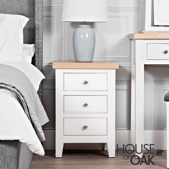 Roma Oak Large Bedside Cabinet in White Painted