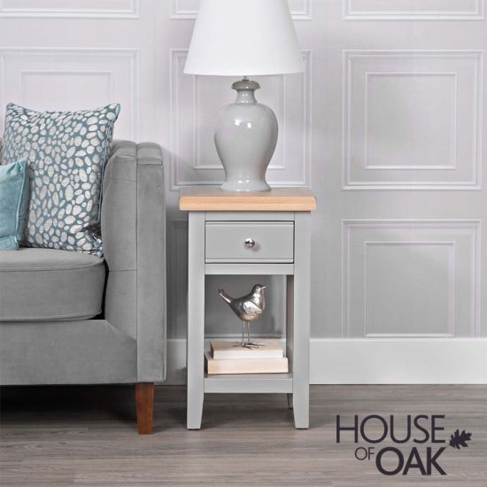 Roma Oak Lamp Table in Grey Painted