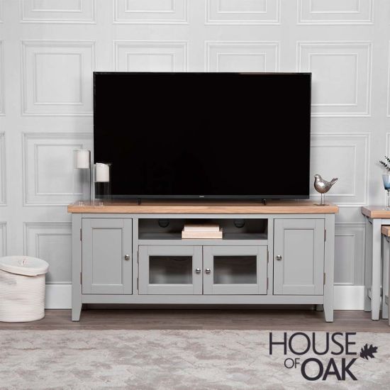 Roma Oak Large TV Unit in Grey Painted