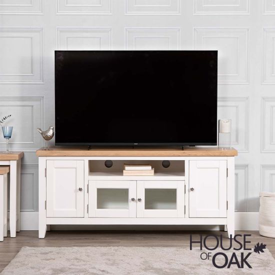 Roma Oak Large TV Unit in White Painted