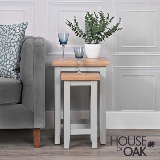 Roma Oak Nest of 2 Tables in Grey Painted