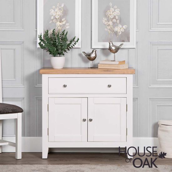 Roma Oak Small Sideboard in White Painted