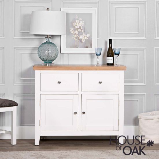 Roma Oak 2 Door 2 Drawer Sideboard in White Painted