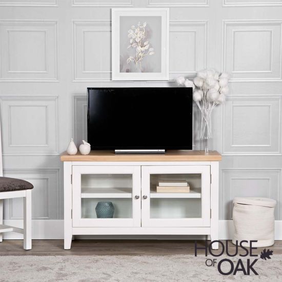 Roma Oak TV Cabinet in White Painted