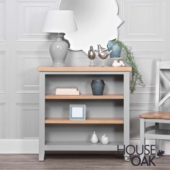 Roma Oak Small Bookcase in Grey Painted