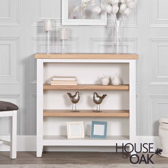 Roma Oak Small Bookcase in White Painted