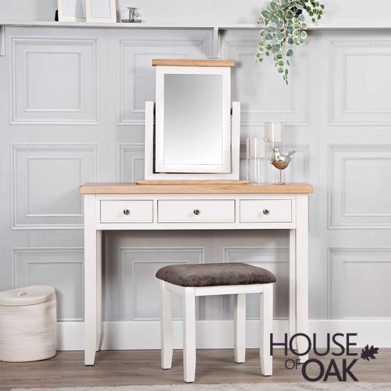 Roma Oak Trinket Mirror in White Painted