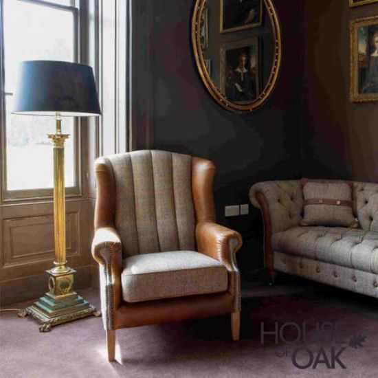 Fluted Wing Chair in Hunting Lodge Harris Tweed