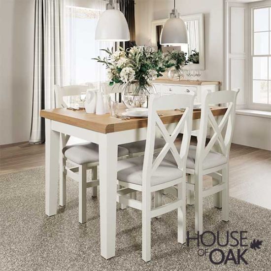 Florence Oak 1.2m Butterfly Extending Table - White Painted