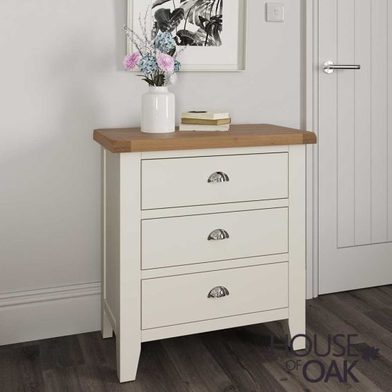 Florence Oak 3 Drawer Chest - White Painted