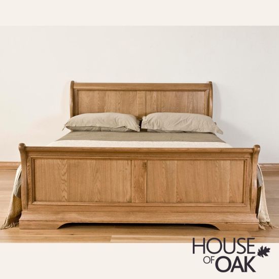 Paris Solid Oak 4FT 6'' Double Sleigh Bed