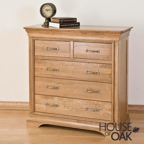 Paris Solid Oak 2 Over 3 Chest of Drawers