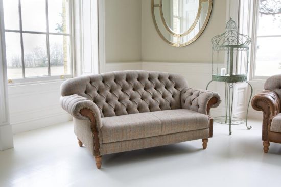 Haworth 2 Seater Sofa in Hunting Lodge Harris Tweed with Medium Oak Legs