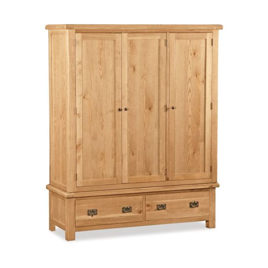 Oxford Oak Triple Wardrobe with Drawers