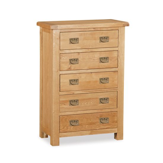 Oxford Oak Chest of 5 Drawers