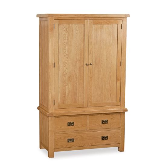 Oxford Oak Wide Double Wardrobe with Drawers