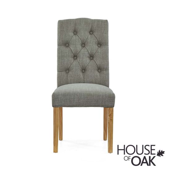 Button Back Upholstered Dining Chair in Grey