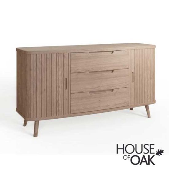 Tambour Oak 2 Door 3 Drawer Sideboard