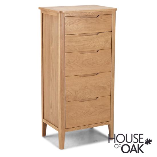 Copenhagen Oak 5 Drawer Tall Chest of Drawers