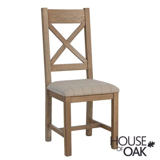 Chatsworth Oak Cross Back Dining Chair with Natural Check Seatpad