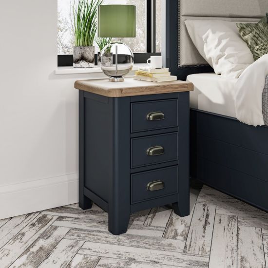 Chatsworth Oak in Royal Blue Large Bedside Cabinet