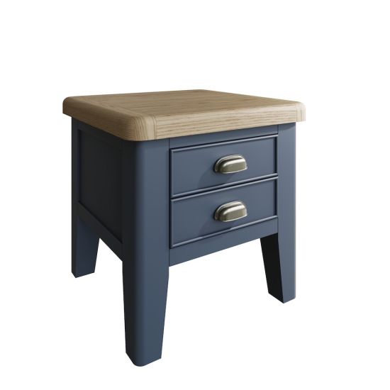 Chatsworth Oak in Royal Blue 2 Drawer Lamp Table