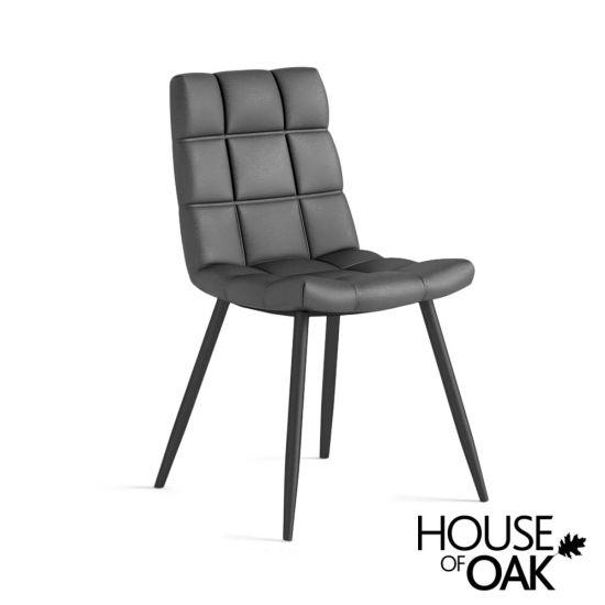 Soho Square Panel Dining Chair in Faux Grey Leather