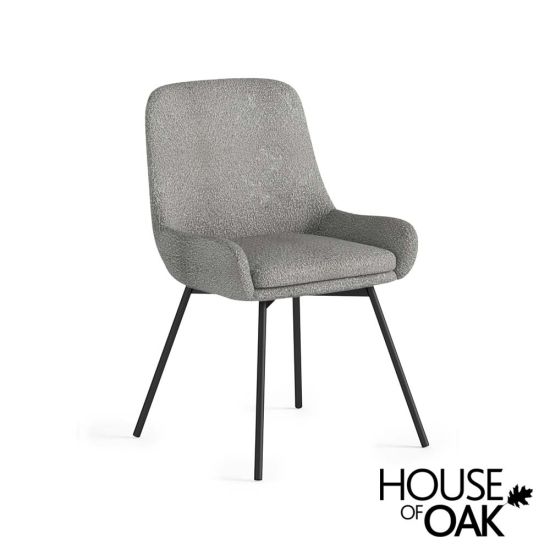 Soho Curved Sear Dining Chair in Grey Boucle