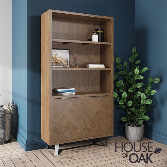 Parquet Oak Large 2 Door Bookcase