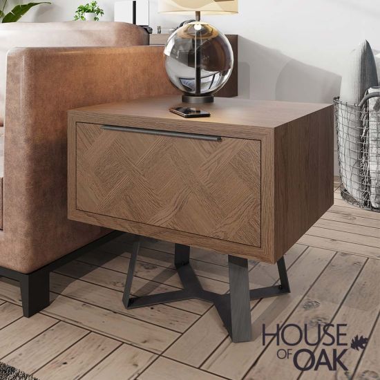 Parquet Oak Lamp Table