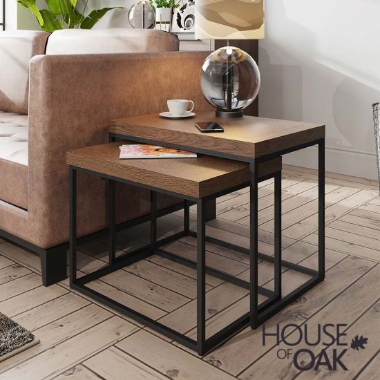 Parquet Oak Nest of 2 Tables