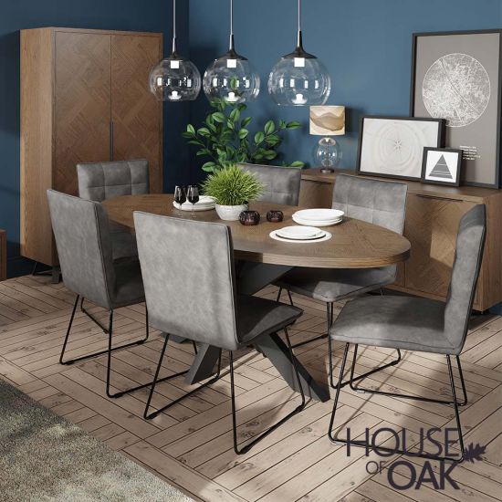 Parquet Oak 2 Metre Oval Dining Table