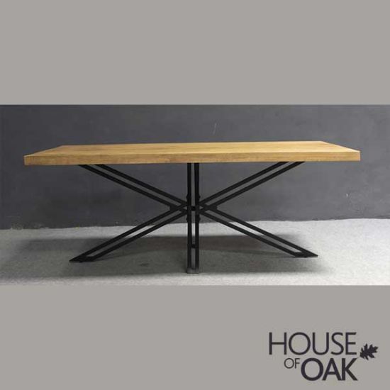 Java Natural Line - 200cm Solid Mango Wood Rectangular Dining Table w/ Spider Leg