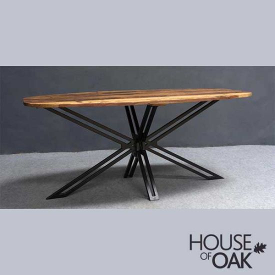 Java Sleeper Wood - 180cm D End Oval Dining Table with Spider leg 