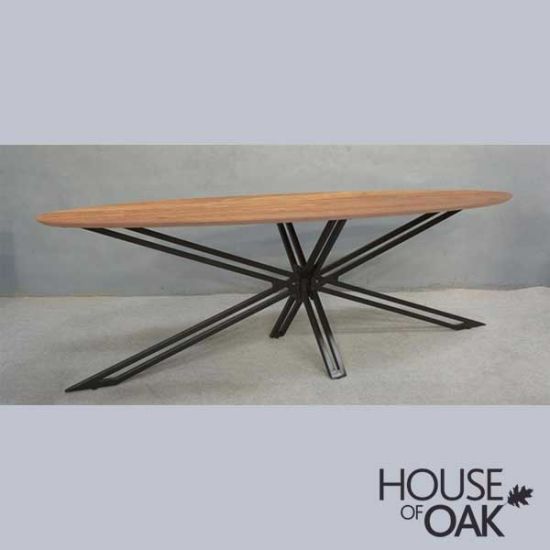 Java Sleeper Wood - 220cm D End Oval Dining Table with Spider leg 