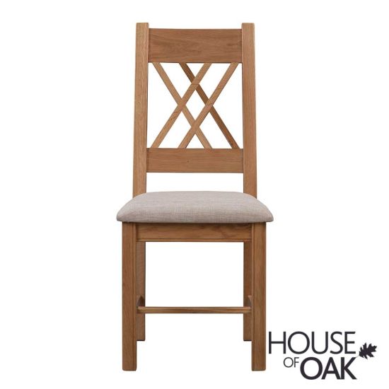 Kensington Oak Dining Chair with Beige Fabric Seat Pad