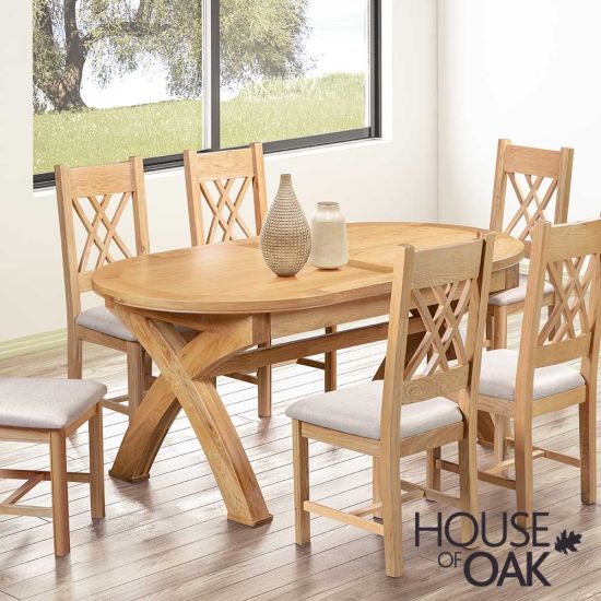 Kensington Oak Oval Cross-Leg Extending Dining Table