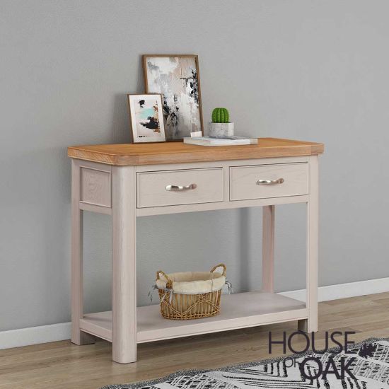 Kensington Putty Grey Painted Oak 2 Drawer Console Table