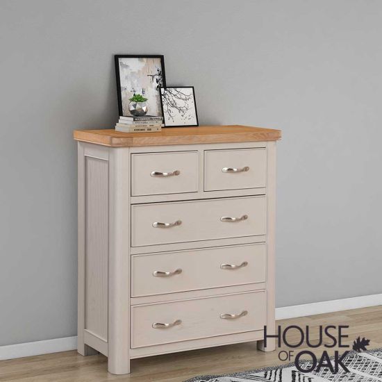 Kensington Putty Grey Painted Oak 2 Over 3 Chest of Drawers