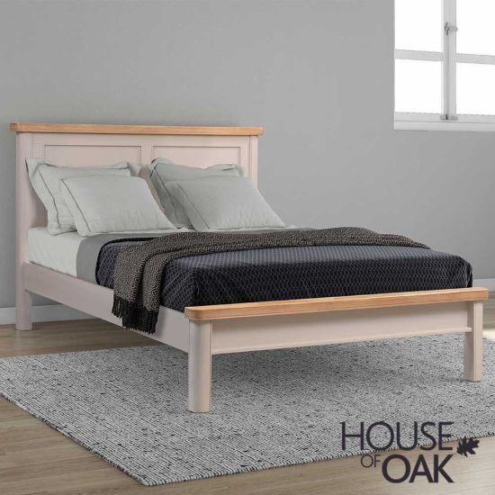 Kensington Putty Grey Painted Oak 5FT King Size Bed with Panelled Headboard