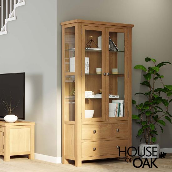 Keswick Oak Glass Display Cabinet