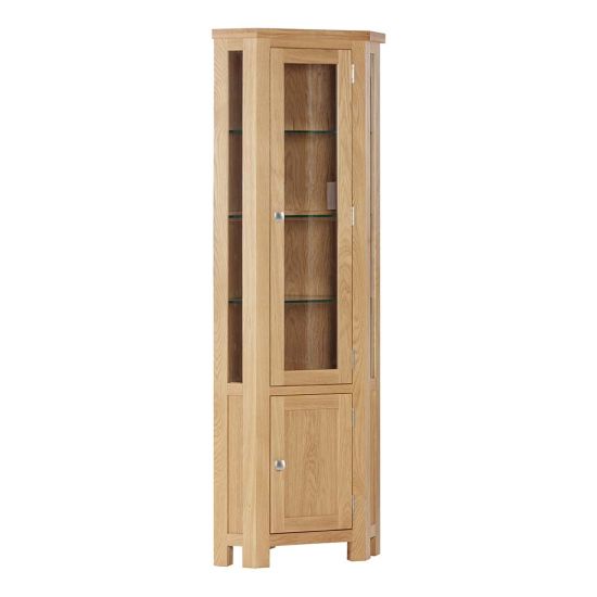 Keswick Oak Slim Corner Display Cabinet