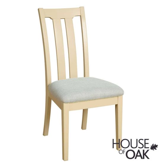 Ambleside Slat Back Dining Chair in Ivory with Grey Fabric Seat Pad