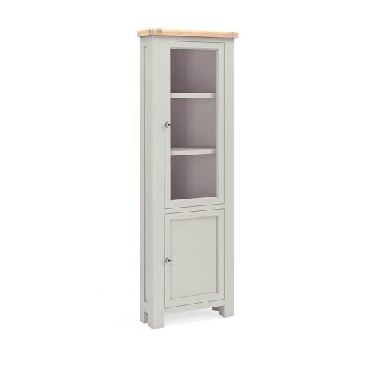 London Oak Corner Display Cabinet in Grey Painted