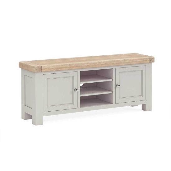 London Oak 140cm Wide TV Unit in Grey Painted