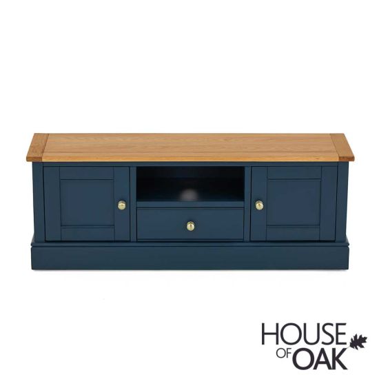 Wentworth Oak Large TV Unit in Navy Blue